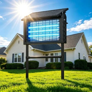 Solar Bug Zapper Outdoor 22 in, 3 UV Tubes, 4500V Mosquito 22 BLACK